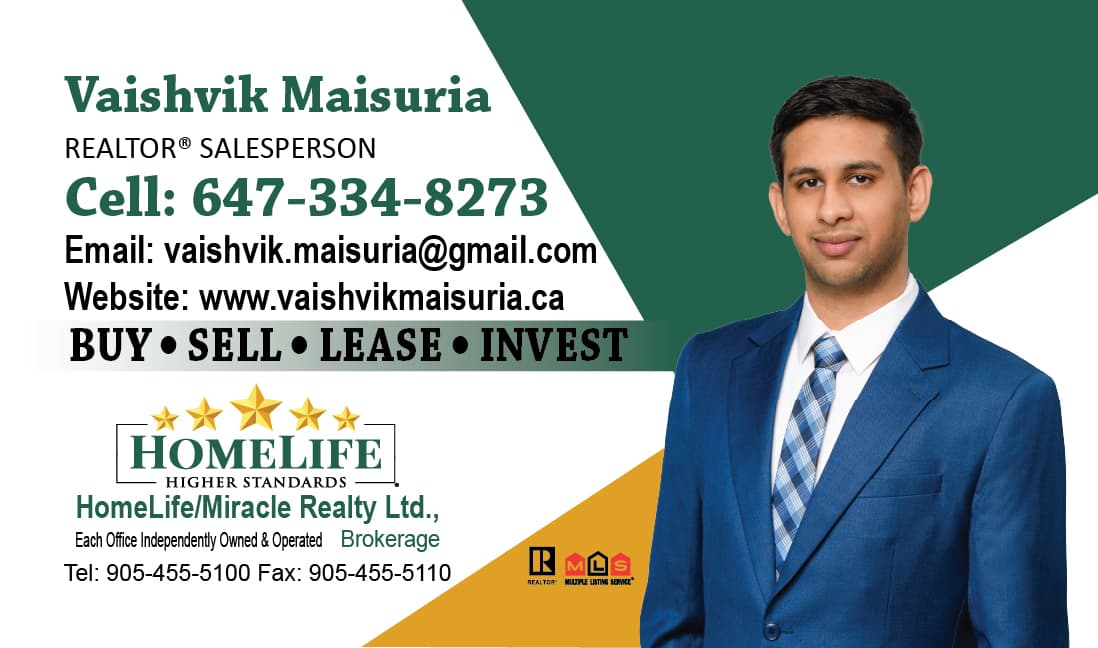 Vaishvik Maisuria business card (front)